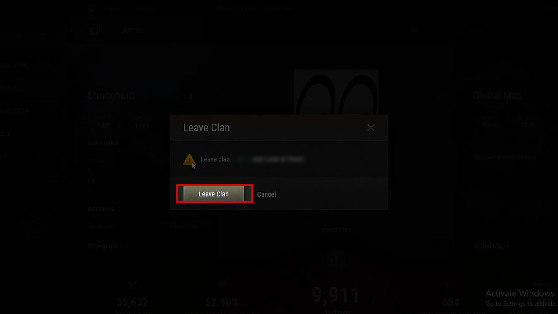 5\. Confirm that you want to leave your current clan