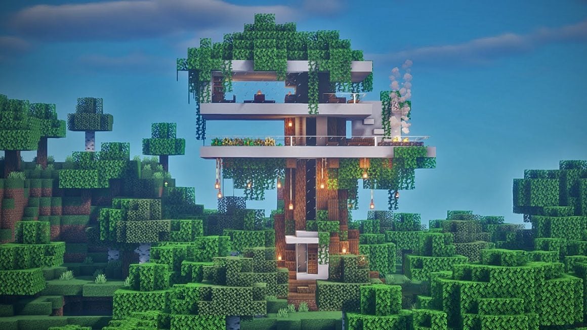 minecraft tree house designs